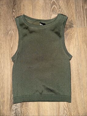 Express Olive Green Ribbed Tank Top